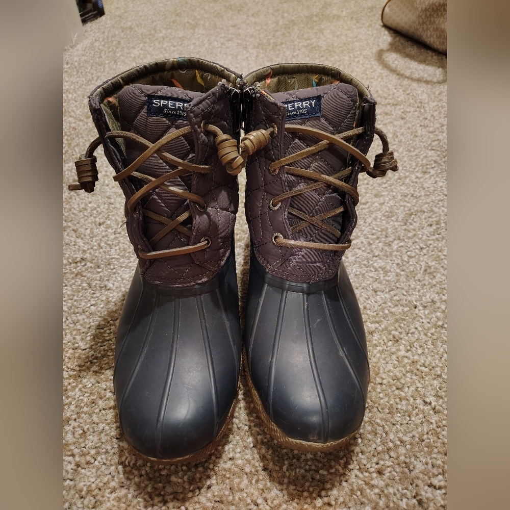 Sperry Quilted Rain Duck Boots Women's 7.5 Saltwater Core